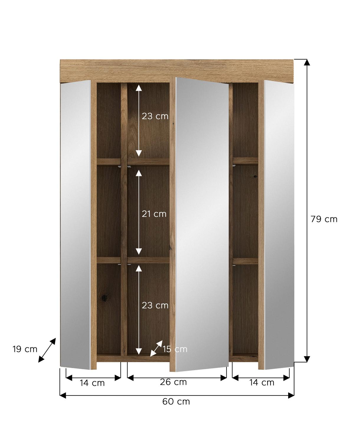 Spiegelschrank Scout ca. 60x79x18 cm - MODERN, Glas/Holzwerkstoff (60/79/18cm) - MID.YOU