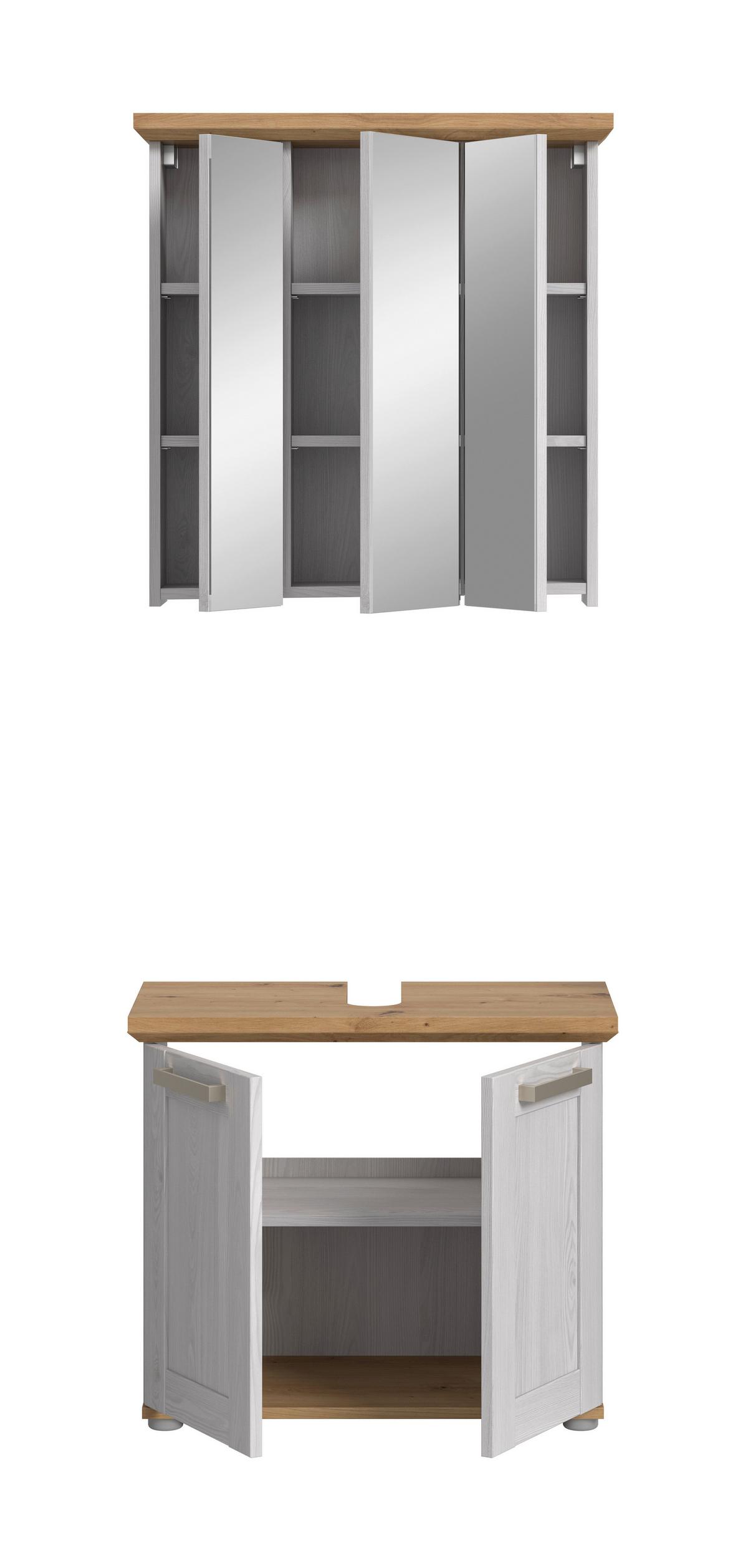 Badezimmer Verona Lärchenfarben/Eiche Artisan - Silberfarben/Lärchefarben, Trend, Glas/Holzwerkstoff (69cm) - MID.YOU