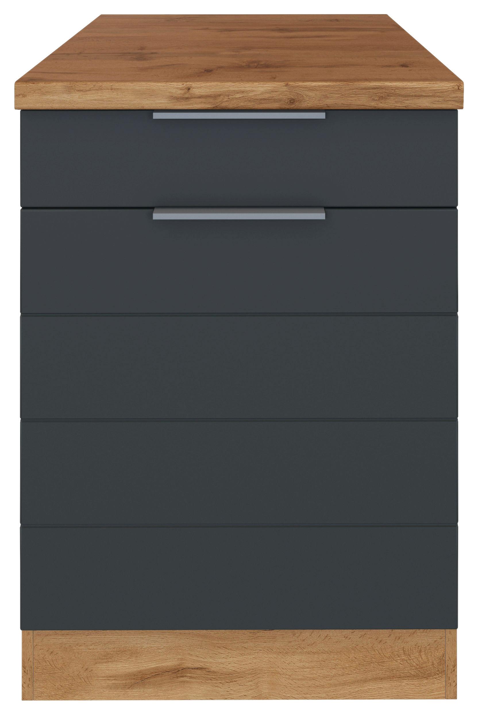 Küchenunterschrank Florenz ca. 60 cm Grau/Eiche - Eiche Wotan/Grau, Design, Holzwerkstoff/Metall (60/86/60cm) - Held