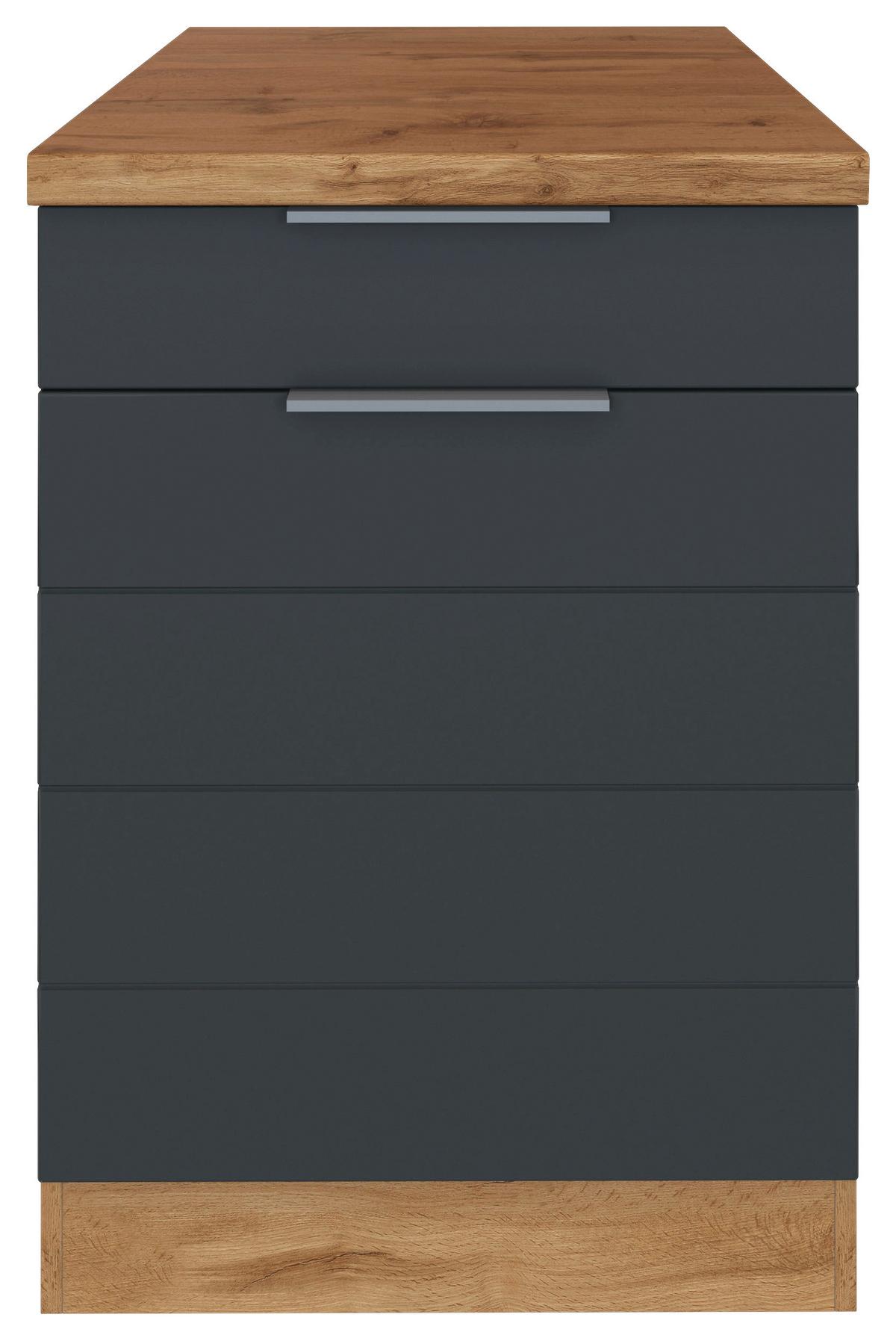 Küchenunterschrank Florenz ca. 60 cm Grau/Eiche - Eiche Wotan/Grau, Design, Holzwerkstoff/Metall (60/86/60cm) - Held