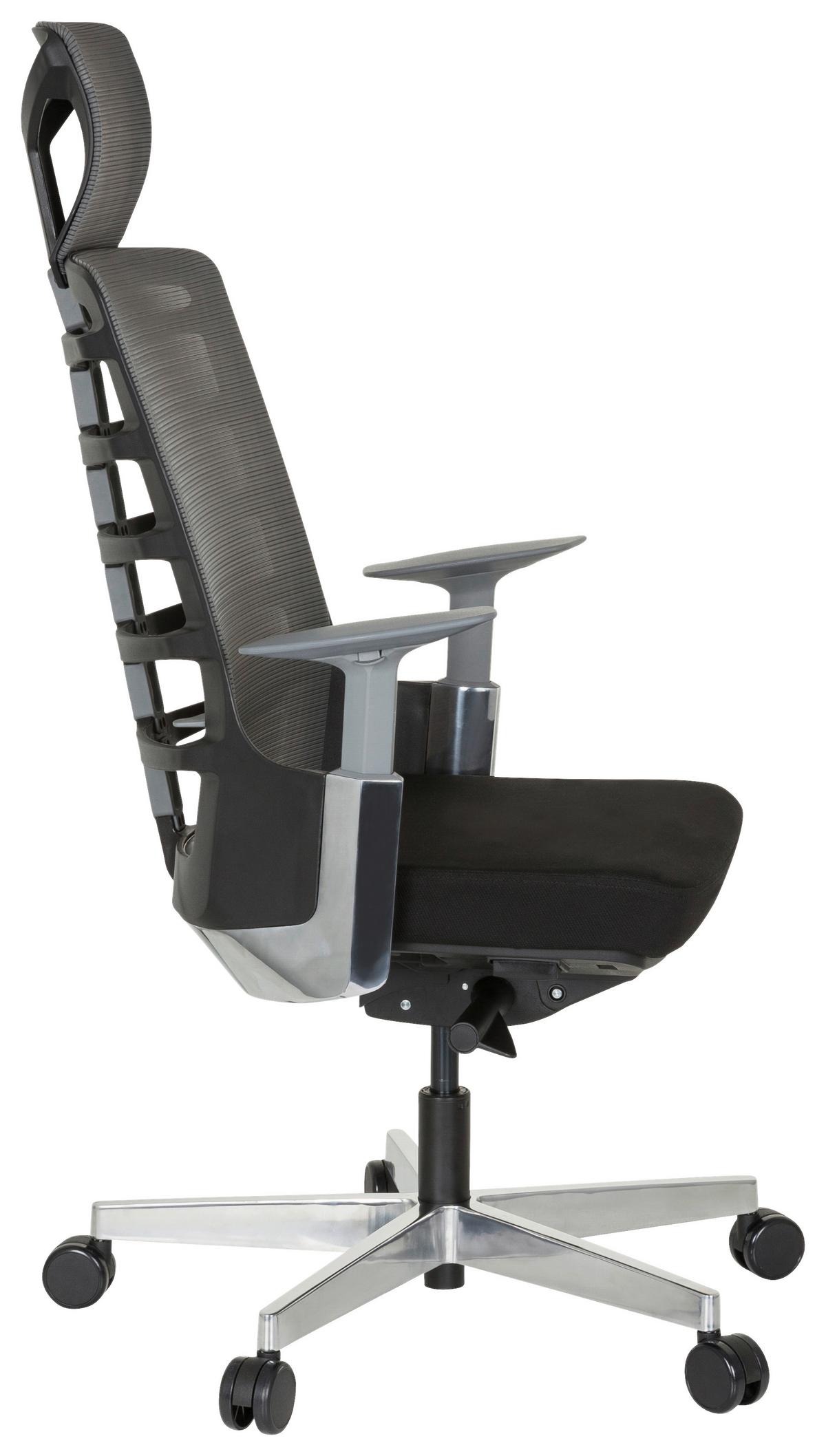 Drehstuhl Skarif Grau/Schwarz - Schwarz/Alufarben, MODERN, Kunststoff/Textil (64/128/62cm) - MID.YOU