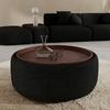 Couchtisch Kira Chenille Schwarz/Walnuss - Schwarz, MODERN, Holz/Textil (86/86/43cm) - Bessagi Home