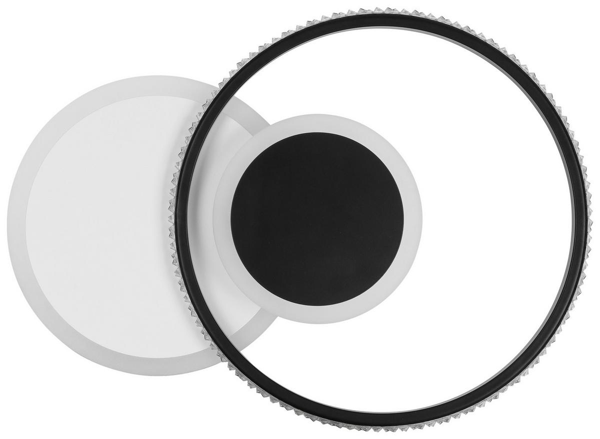 LED-Deckenleuchte Rulm in Schwarz/Weiß max. 18 Watt - Schwarz/Weiß, MODERN, Kunststoff/Metall (45/32/6,5cm) - Modern Living