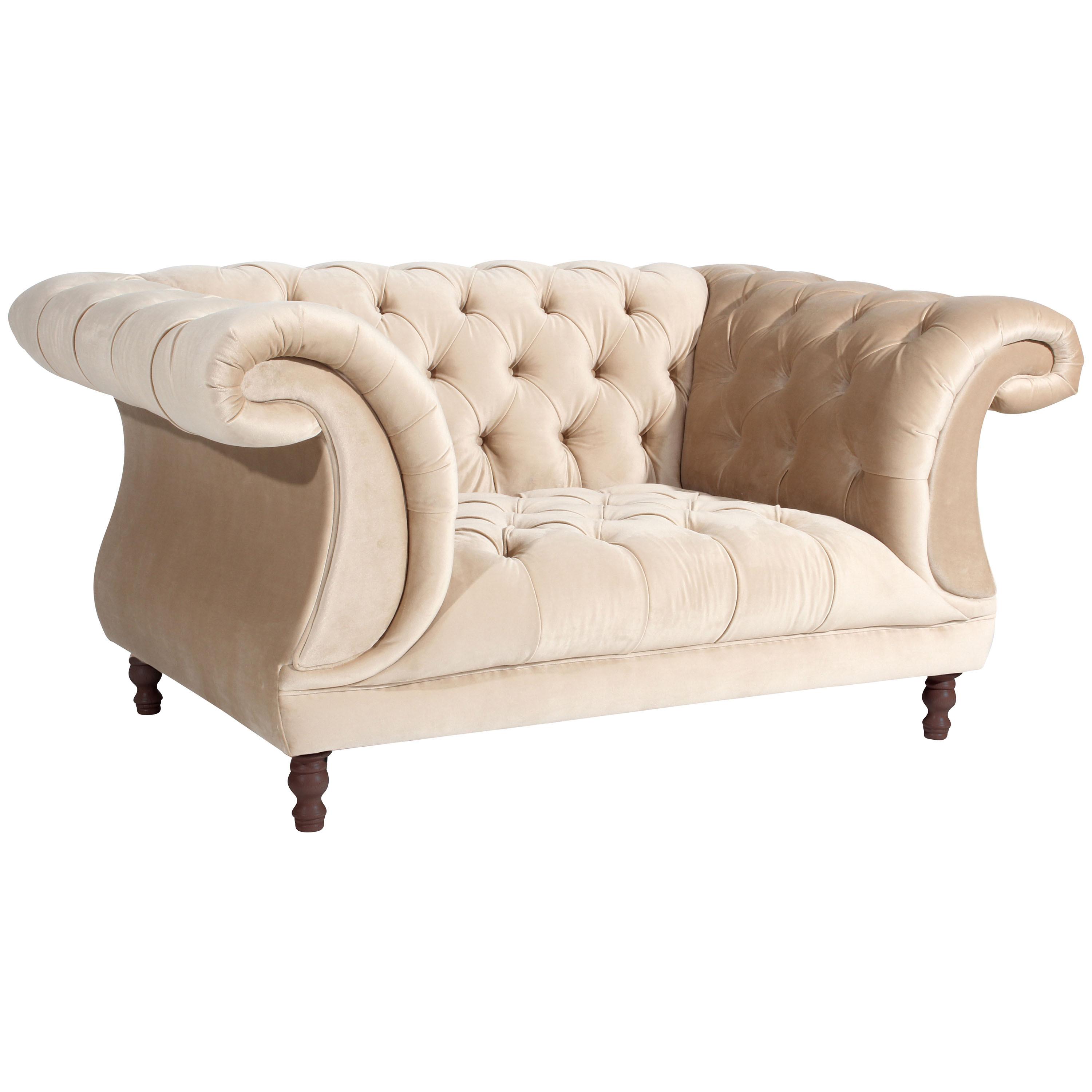 CHESTERFIELD-SESSEL IVETTE - Sandfarben/Nussbaumfarben, Design, Holz/Textil (167/80/100cm) - Max Winzer