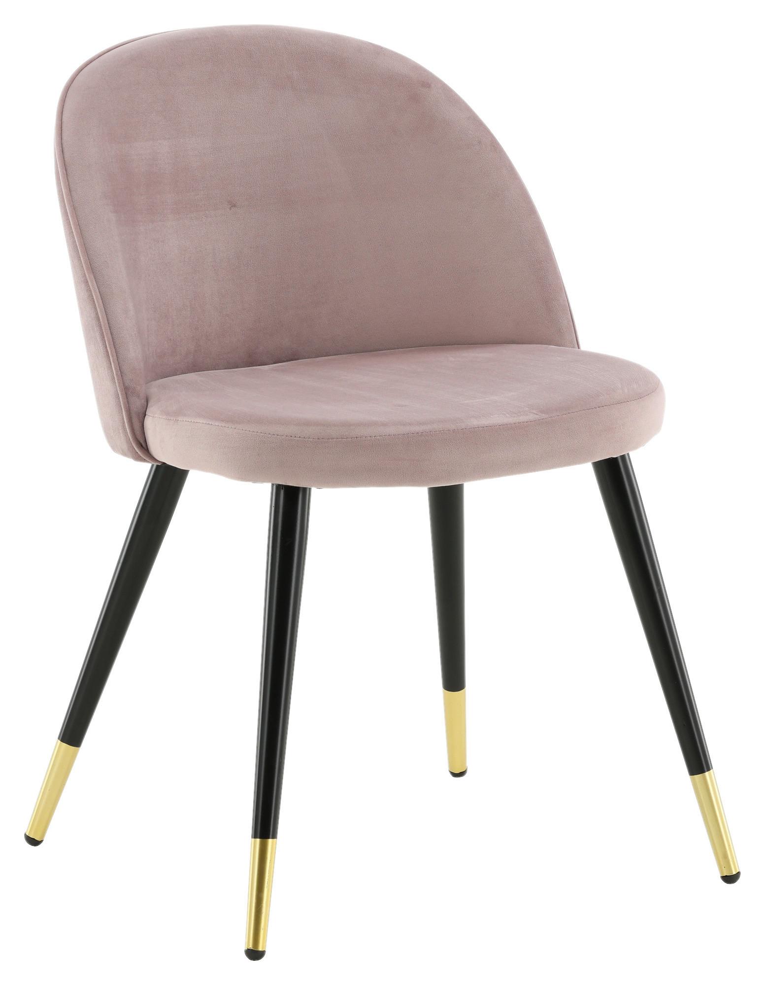 STUHL-SET VELVET - Pink/Messingfarben, Design, Textil/Metall (57/76.5/50cm) - Livetastic