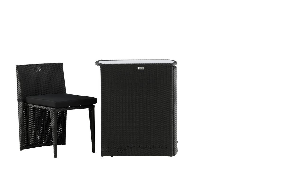 Balkonset Savanna 3-tlg. Grau/Schwarz - Schwarz/Grau, KONVENTIONELL, Kunststoff/Textil - Gardenson