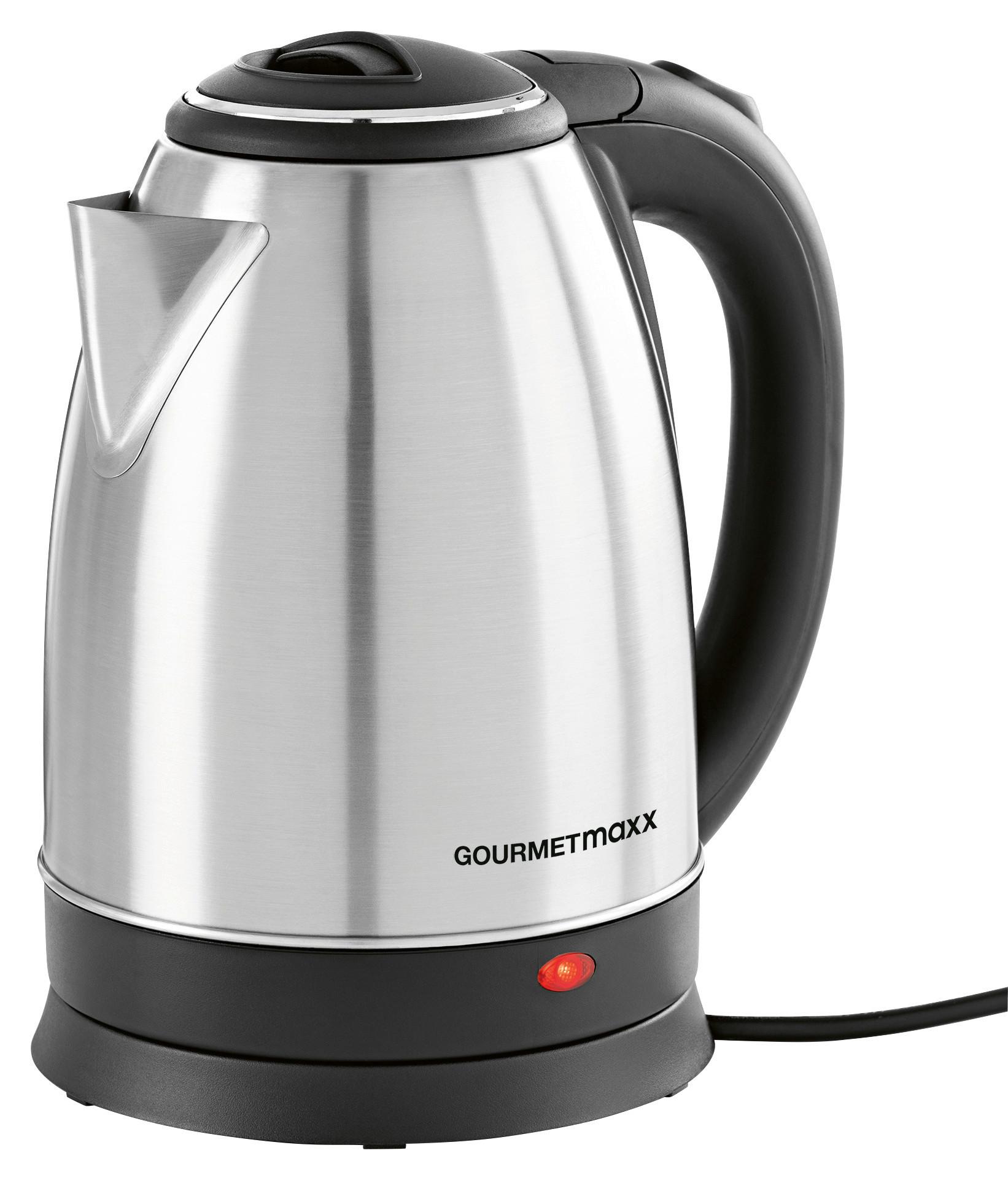 Wasserkocher Gourmetmaxx max. 1500 Watt - Edelstahlfarben/Schwarz, Kunststoff/Metall (21/16/24cm) - TV - Unser Original