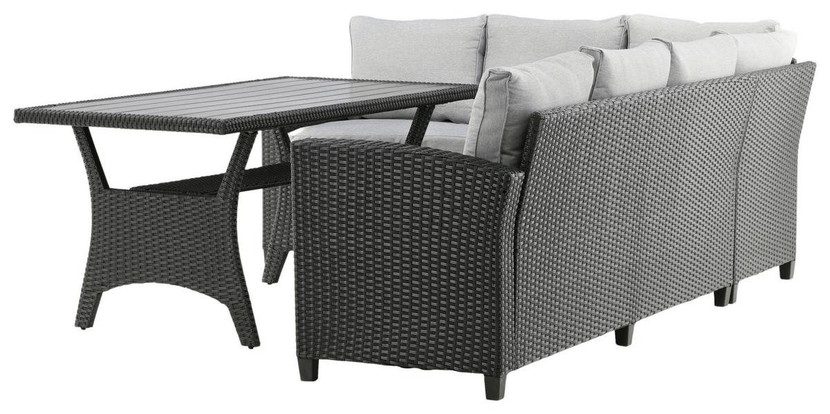 Dining-Loungeset Bentwood ca. 173x227 cm Schwarz - Schwarz, KONVENTIONELL, Kunststoff (173/227cm) - Gardenson