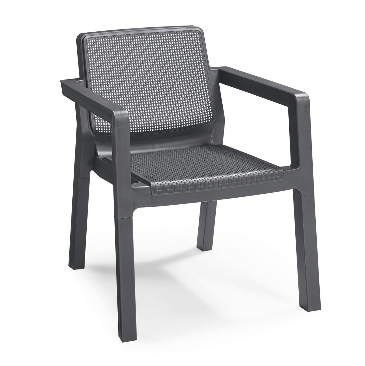 Vrtna Garnitura Emily, Siva, 4-Delni Set - barve grafita, Basics, umetna masa (111/68/75cm)