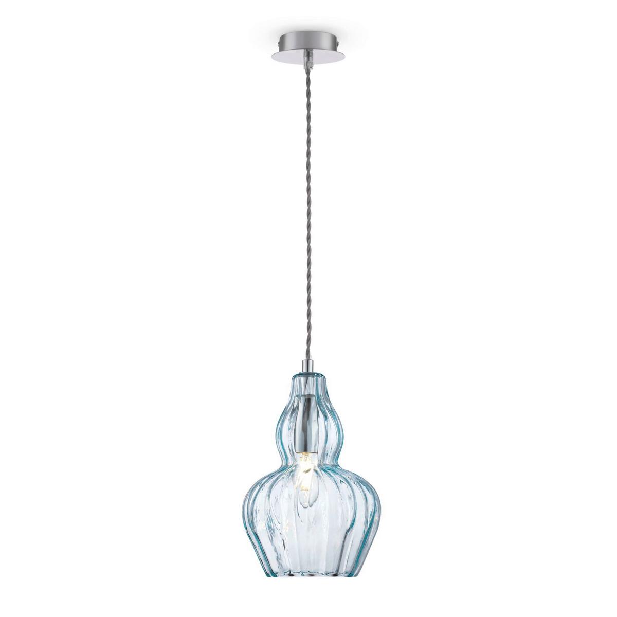 PENDELLEUCHTE EUSTOMA - Blau/Nickelfarben, Trend, Glas/Metall (16/23cm) - MAYTONI