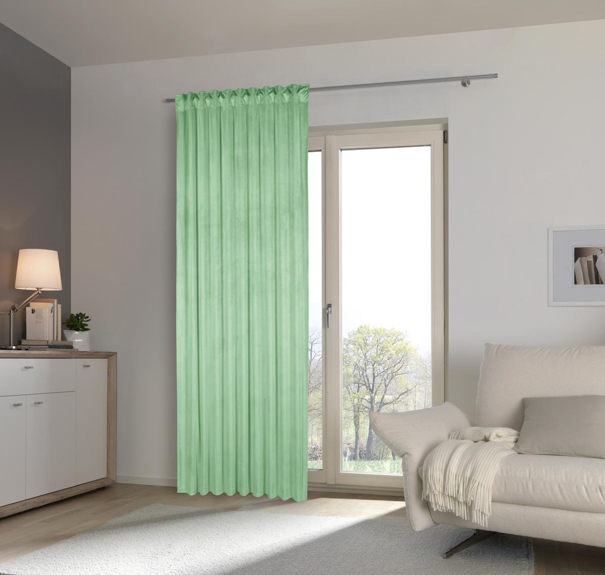 ZASŁONA GOTOWA PABLO - jasnozielony, Basics, tkanina (135/245cm) - Esposa