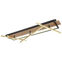 LED-DECKENLEUCHTE 67296D2 - Dunkelbraun/Messingfarben, Design, Holzwerkstoff/Kunststoff (100/60,5/11,5cm) - Globo