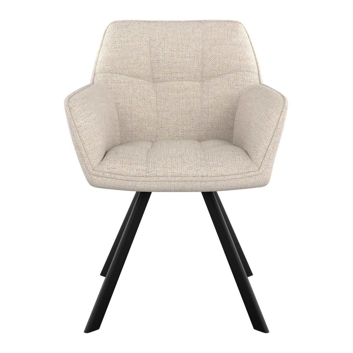 Naslanjač Romy, Krem - črna/krem barve, Moderno, kovina/tekstil (63/84,5/62cm)