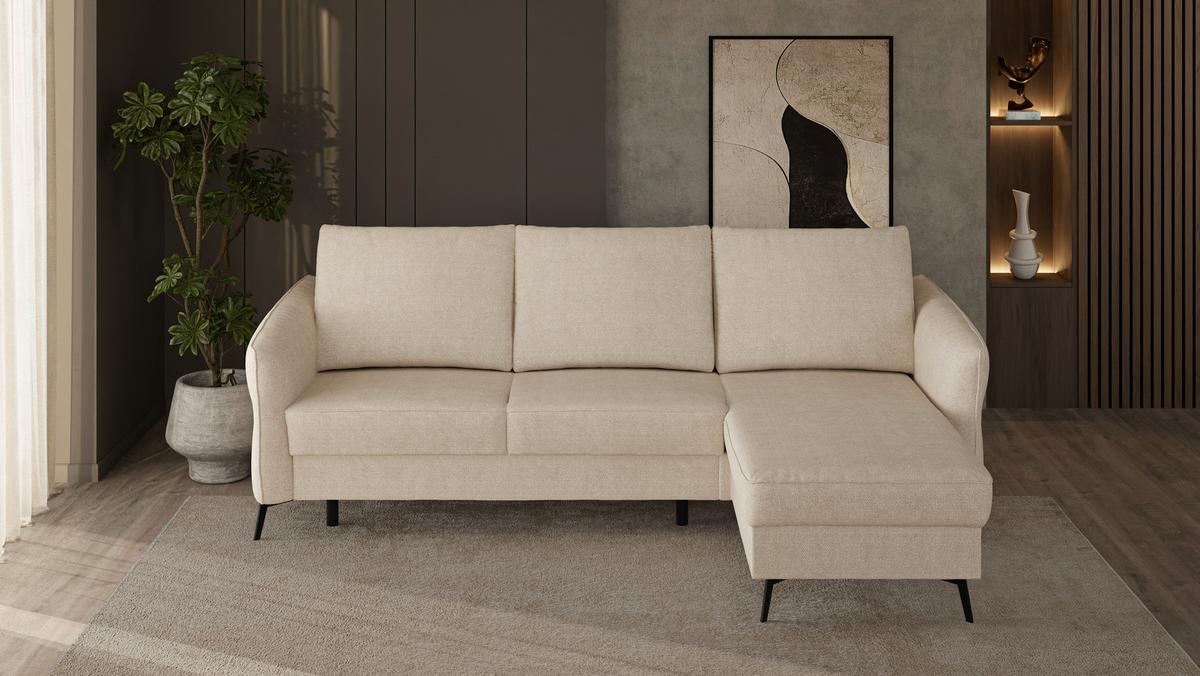 Sarokkanapé Ágyfunkcióval Viva - bézs, Konventionell, faalapú anyag/textil (247/88-109/167cm) - Premium Living