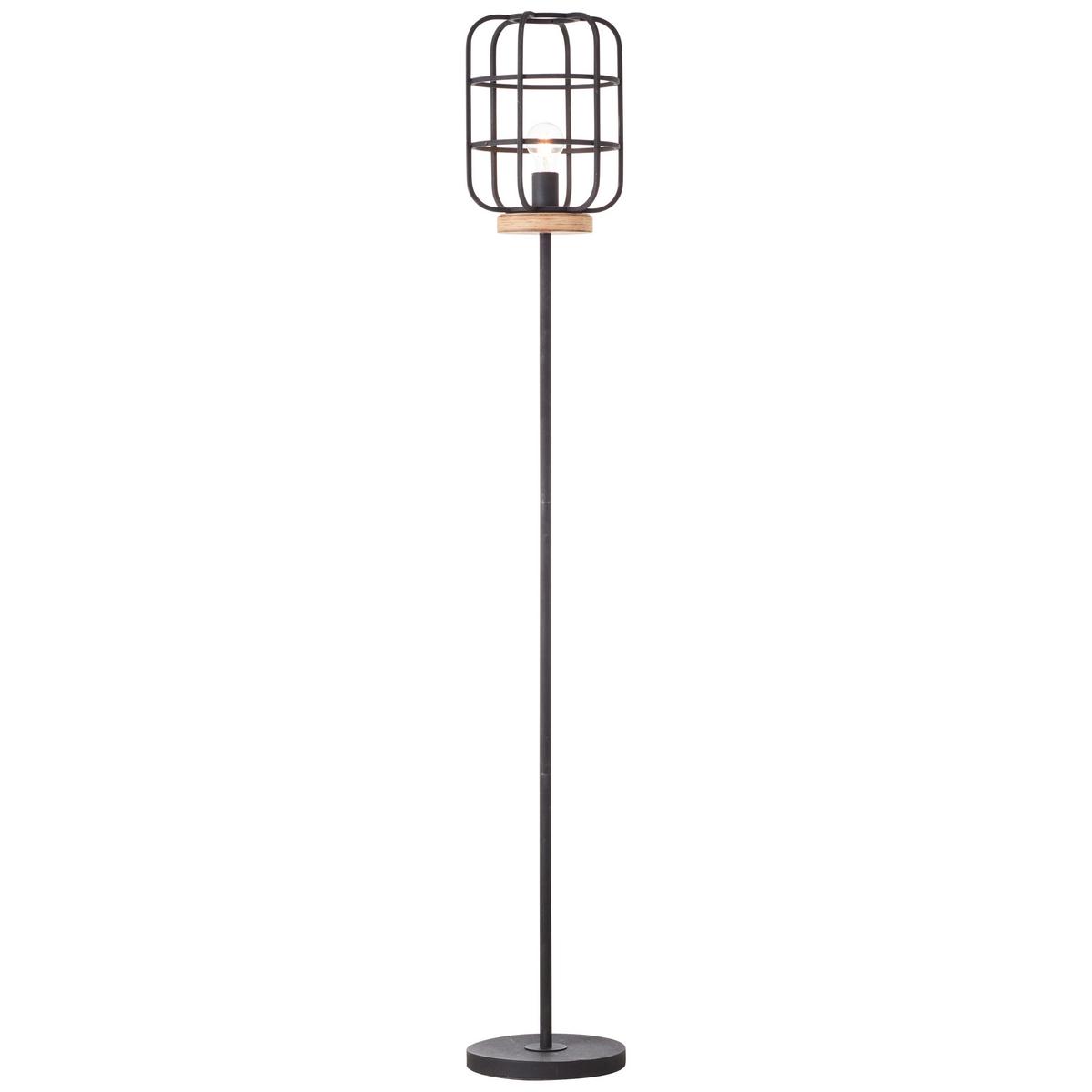 Stehleuchte Gwen Braun/Schwarz max. 52 Watt - Schwarz/Braun, KONVENTIONELL, Holz/Metall (25/163cm) - Brilliant
