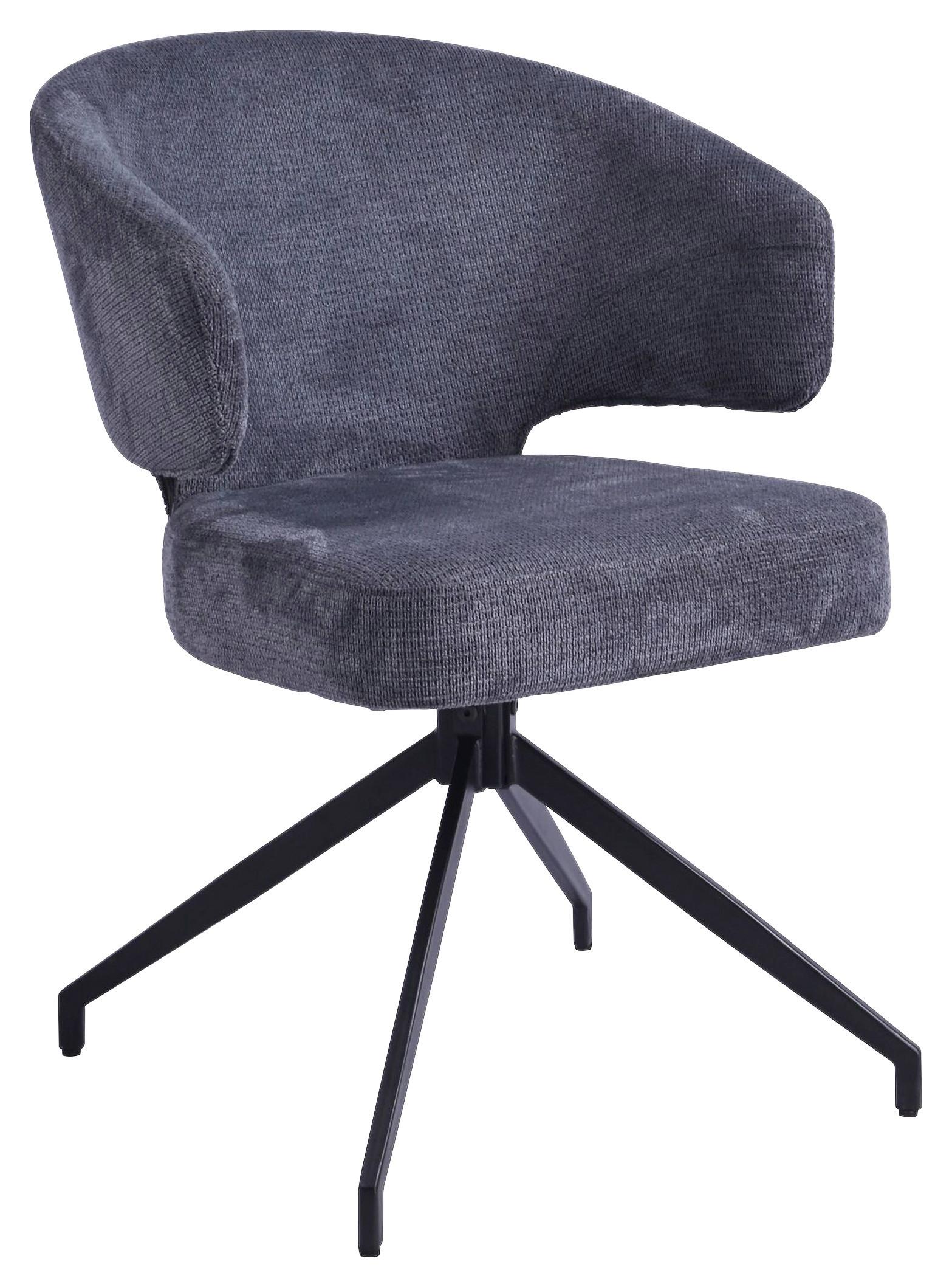 Naslanjač Shell, Temno Siva - temno siva/črna, Trendi, kovina/tekstil (57/82/60cm) - Premium Living