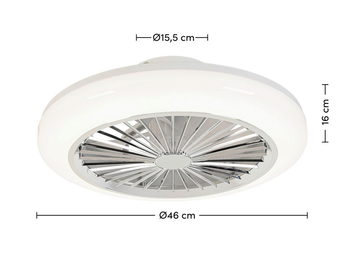 Deckenventilator Tuio Weiß/Chromfarben max. 0,07 W - Chromfarben/Weiß, MODERN, Kunststoff (45/16cm) - Mömax
