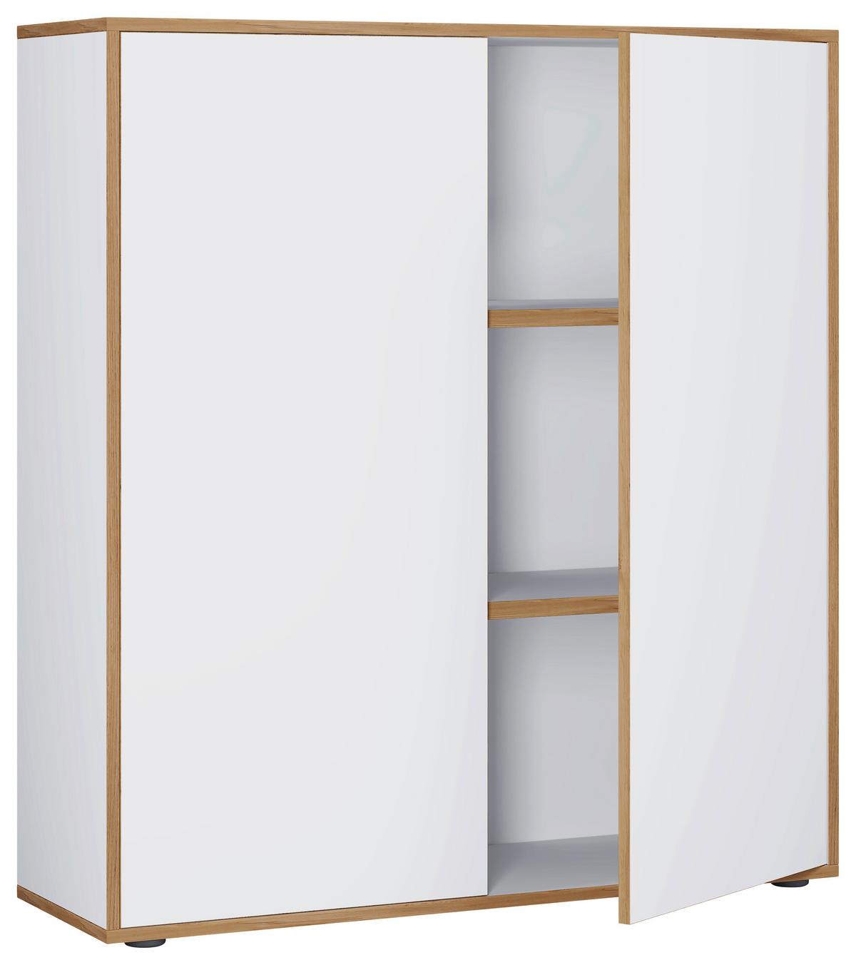 ARMOIRE À DOSSIERS SALIA B100 - chêne miel/blanc, Design, matériau de bois (100/110/33cm) - MID.YOU
