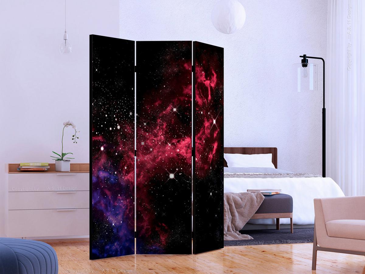 Paravan Space, 3-Delni, Dvostranski - magenta/črna, Basics, tekstil/les (135/172/3cm) - artgeist