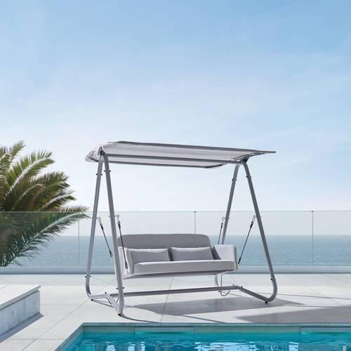 Balansoar Ilva Blue - gri deschis, Modern, metal/textil (178/175/142cm) - Bessagi Garden