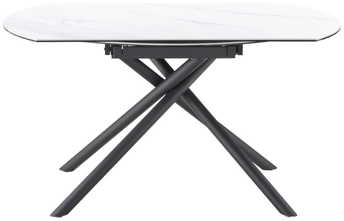 Jedilna Miza Tiana, Bela, Keramika, 90-140x40 - črna/bela, Trendi, kovina/steklo (90-140/76/140cm) - MID.YOU
