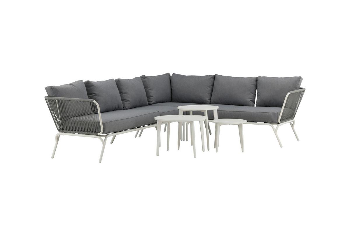 Dining-Loungeset Roxo ca. 283x221 cm Grau/Weiß - Weiß/Grau, KONVENTIONELL, Textil/Metall - Gardenson