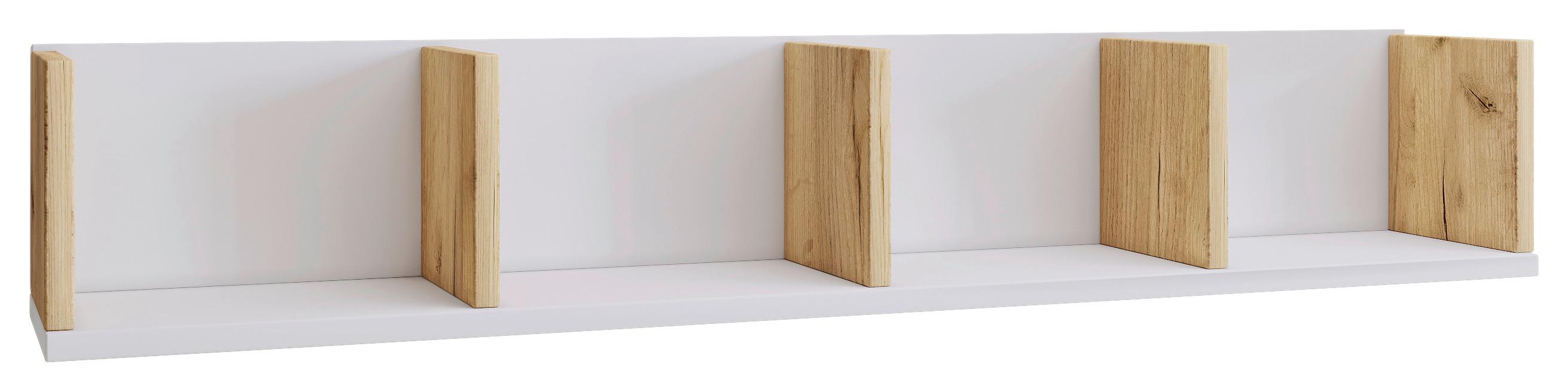 Wandregal Honsa Weiß/Honigeiche - Honigeiche/Weiß, Design, Holzwerkstoff (97/17/17cm) - MID.YOU