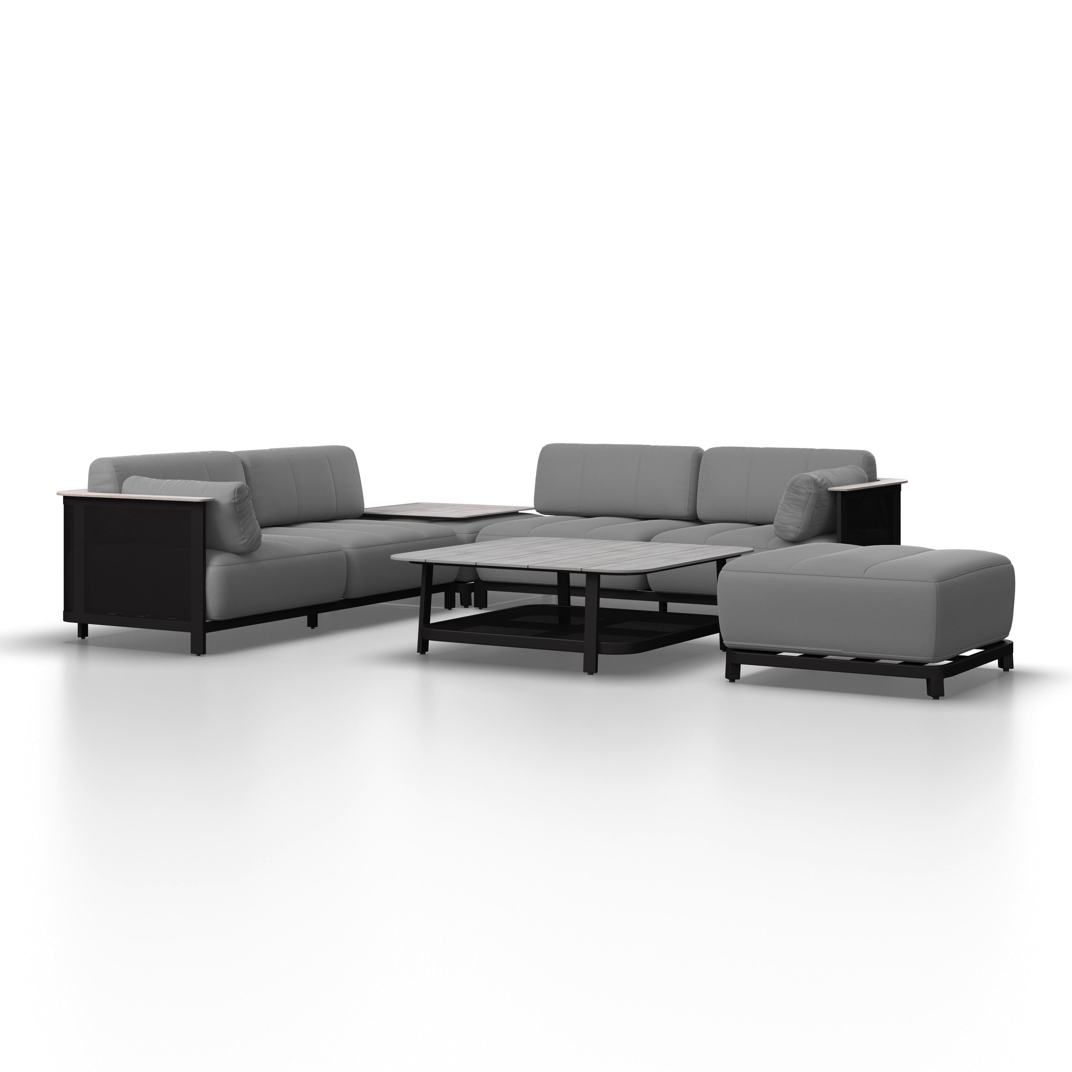 Lounge Garnitura Mara, Temno Siva - temno siva/črna, Moderno, kovina/umetna masa (186/61/76,5cm) - Bessagi Garden