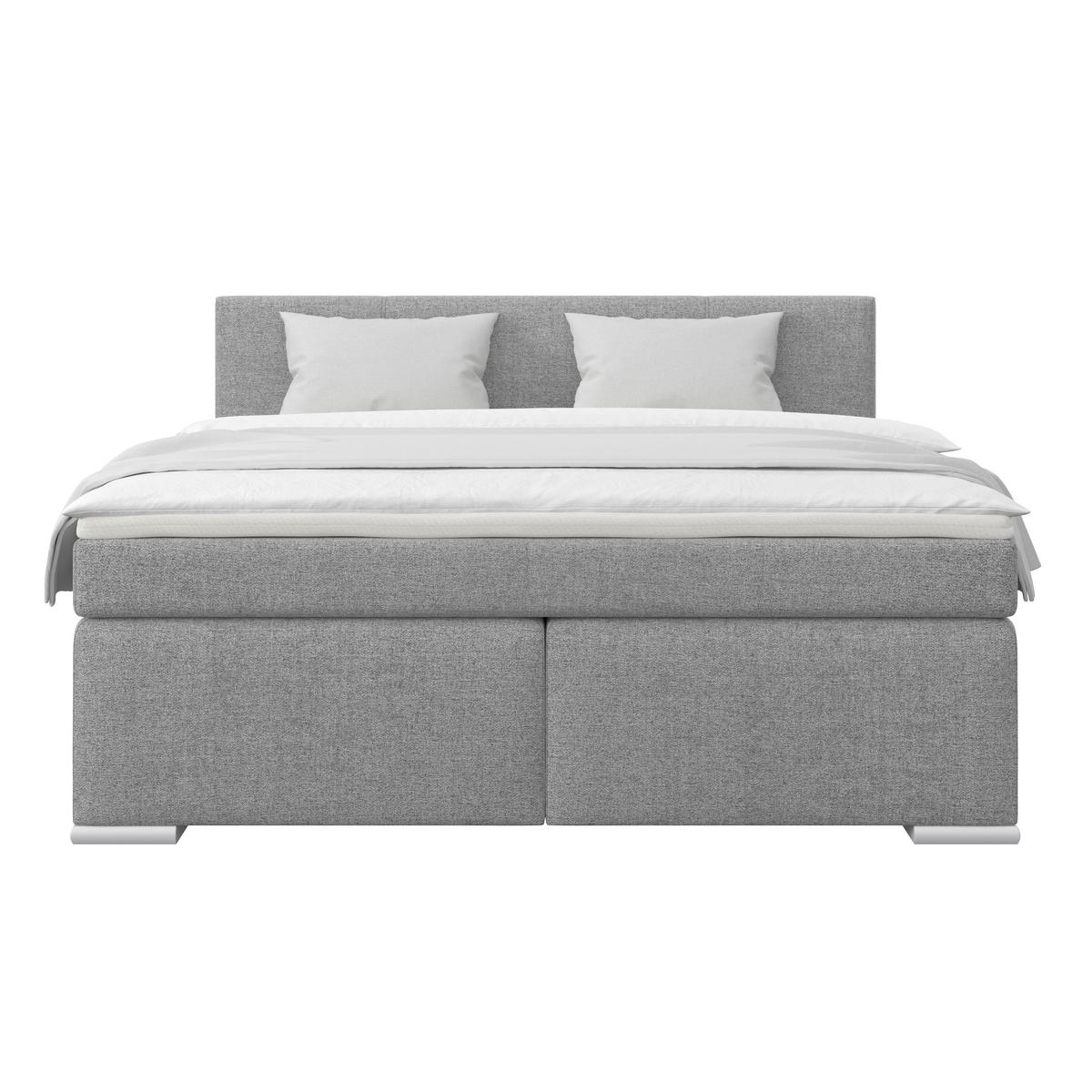 Boxspring Krevet Mira - siva/srebrne boje, Konvencionalno, drvo/tekstil (180/200cm) - Best Price