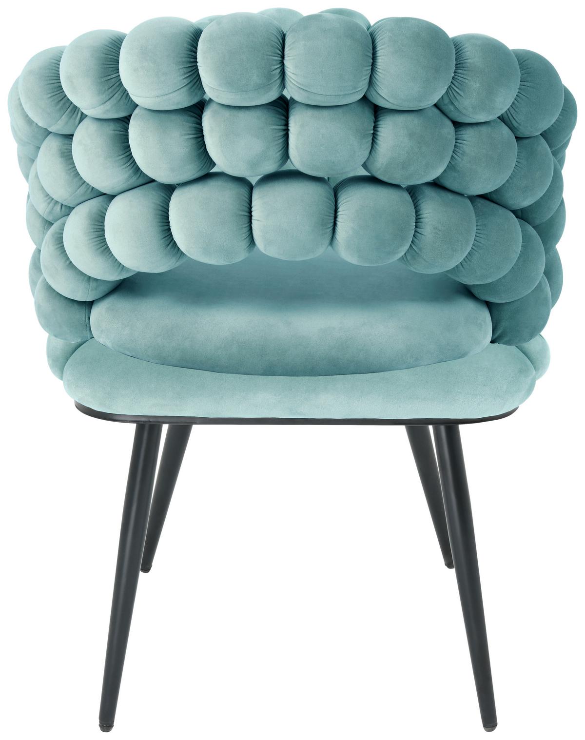 KRZESŁO Z PODŁOKIETNIKAMI BUBBLES - czarny/jadeitowa zieleń, Design, metal/tkanina (58/80cm) - Novel