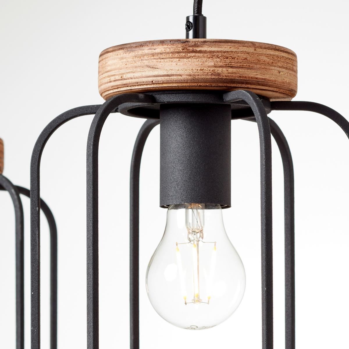 Hängeleuchte Tosh Braun/Schwarz max. 40 Watt - Schwarz/Braun, LIFESTYLE, Holz/Metall (100/20/130cm) - Brilliant