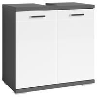 Waschbeckenunterschrank Nebras ka ca60x59x31cm Anthrazit/Weiß - Chromfarben/Weiß Hochglanz, MODERN, Holzwerkstoff/Kunststoff (60/59/31,5cm) - MID.YOU