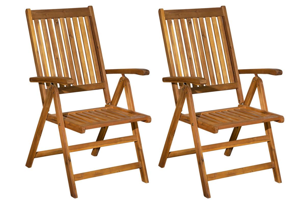 Gartenklappstuhl-Set 2-er-Set Naturfarben Akazienholz - Naturfarben, Natur, Holz (56/108/74cm) - Gardenson