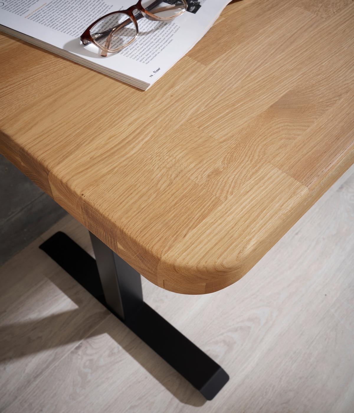 BIURKO RECIFE - kolor dębowy, Modern, metal/drewno (120/60/76-119cm) - Linea Natura
