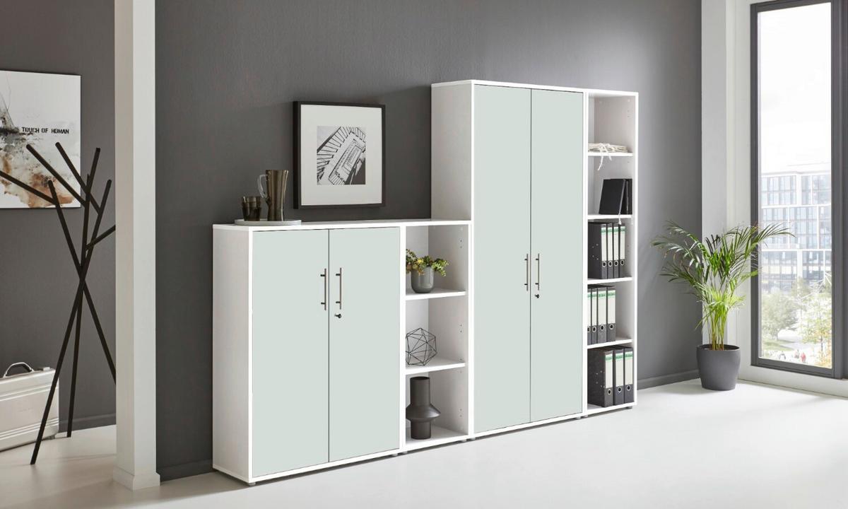 Aktenschrank Office Edition Sw Set 4 - Weiß, MODERN, Holzwerkstoff (257/186/33cm) - MID.YOU