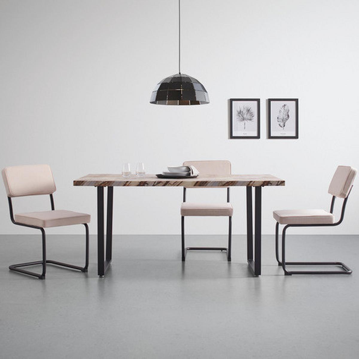Moderna Jedilna Miza Dave, Videz Marmorja, Črna - črna/bela, Moderno, kovina (160/90/76cm) - Bessagi Home