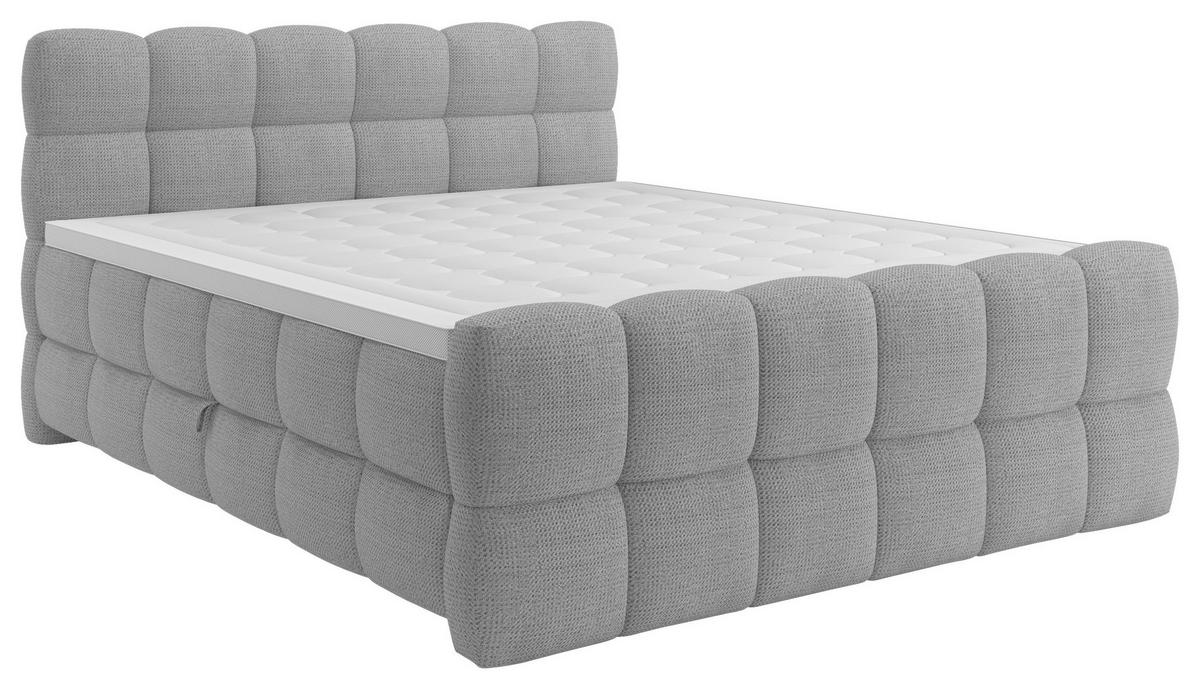 Boxspring Krevet Brisbane - svijetlo siva/crna, Trend, drvni materijal/drvo (180/200cm) - Premium Living