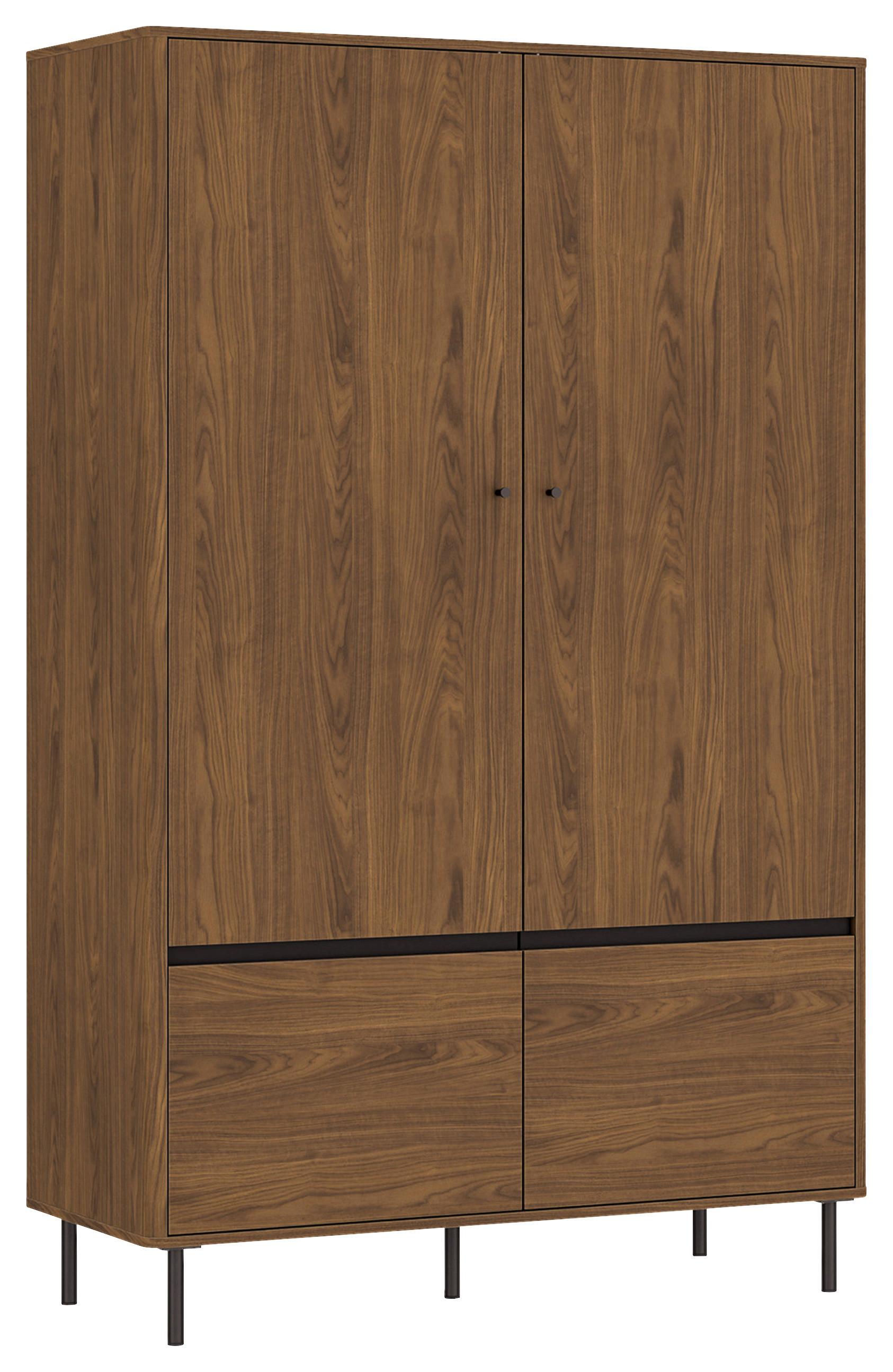 Dulap Revillo - culoare lemn de nuc/negru, Basics, material pe bază de lemn (120/195/55cm) - Modern Living