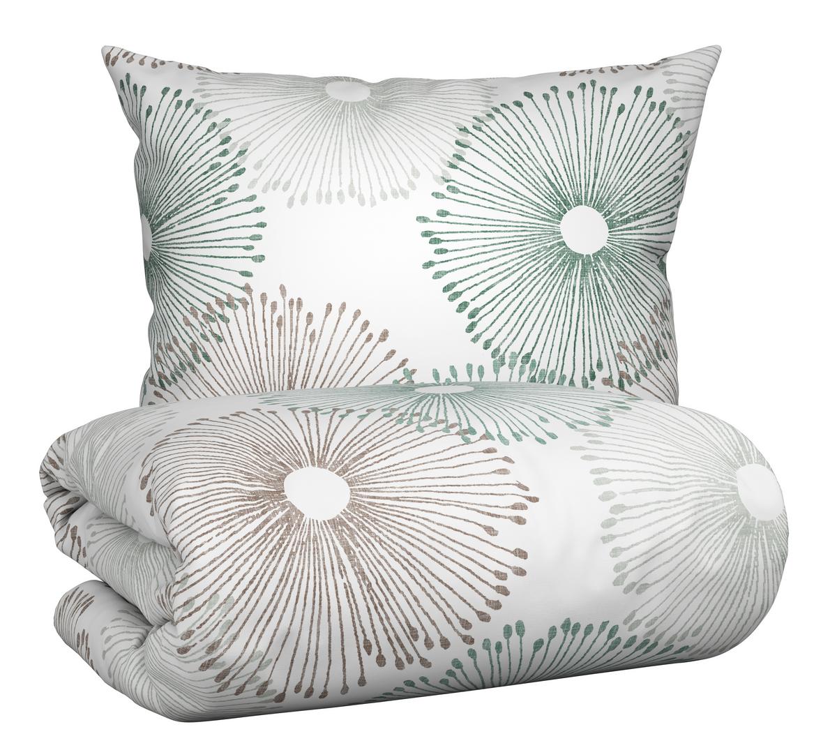 BETTWÄSCHESET MILA - Weiss/Grün, Natur, Textil (160/210cm) - Modern Living