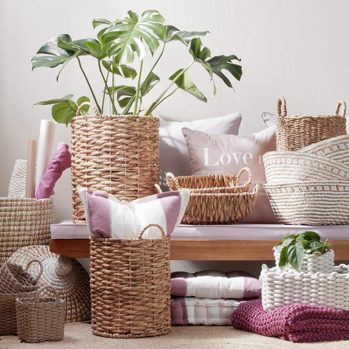 Coș Lauren - alb, Romantik / Landhaus, plastic/materiale naturale (32cm) - Zandiara