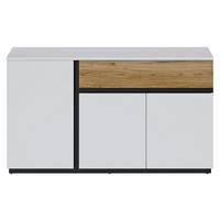 Comodă cu uși NOVENA - alb/culoare lemn stejar, Trend, material pe bază de lemn (154,8/87,3/40cm) - Modern Living