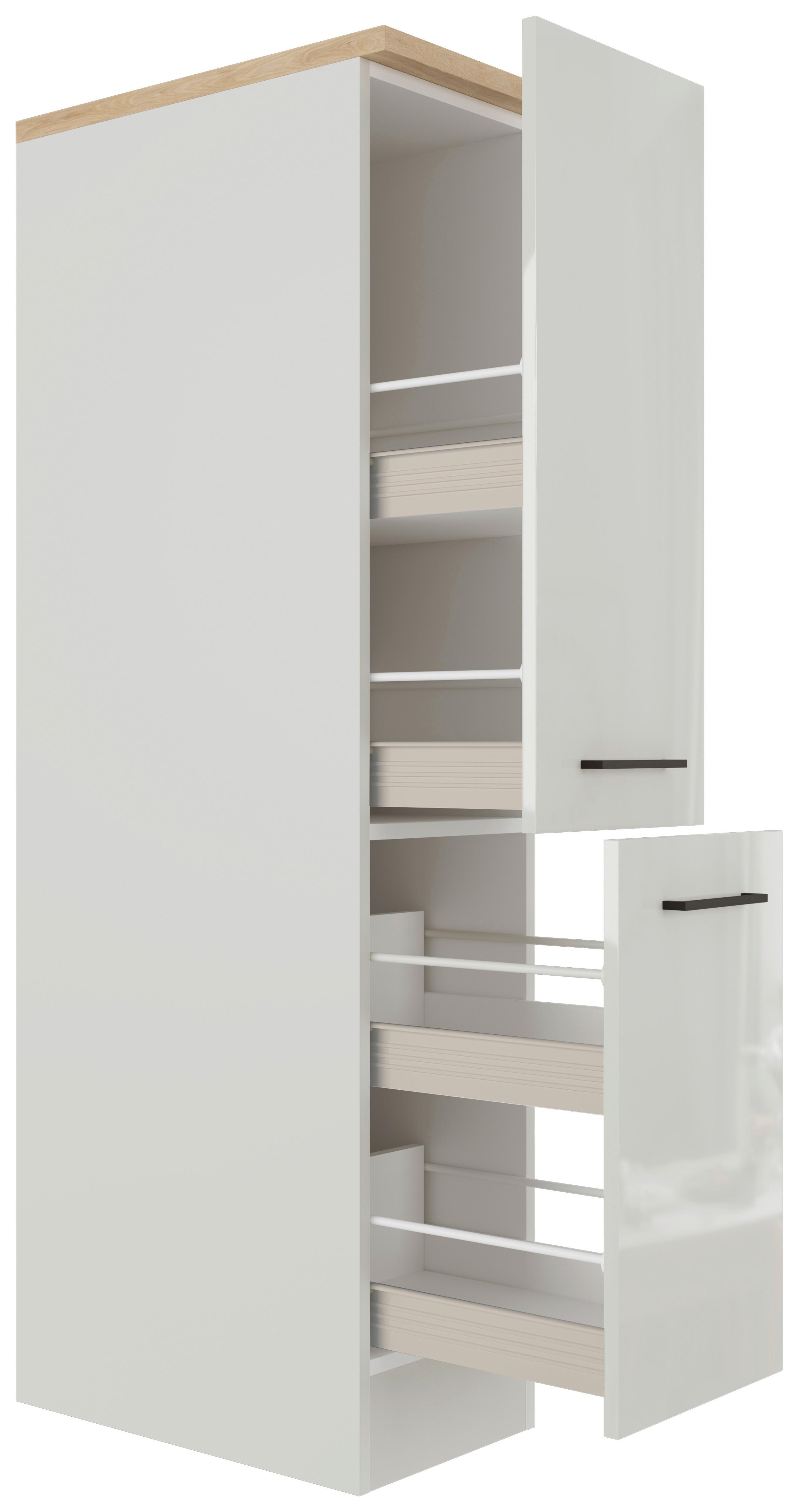 Apothekerschrank in Lichtgrau glänzend - Schwarz/Grau, MODERN, Holzwerkstoff/Metall (30/162/57cm) - FlexWell