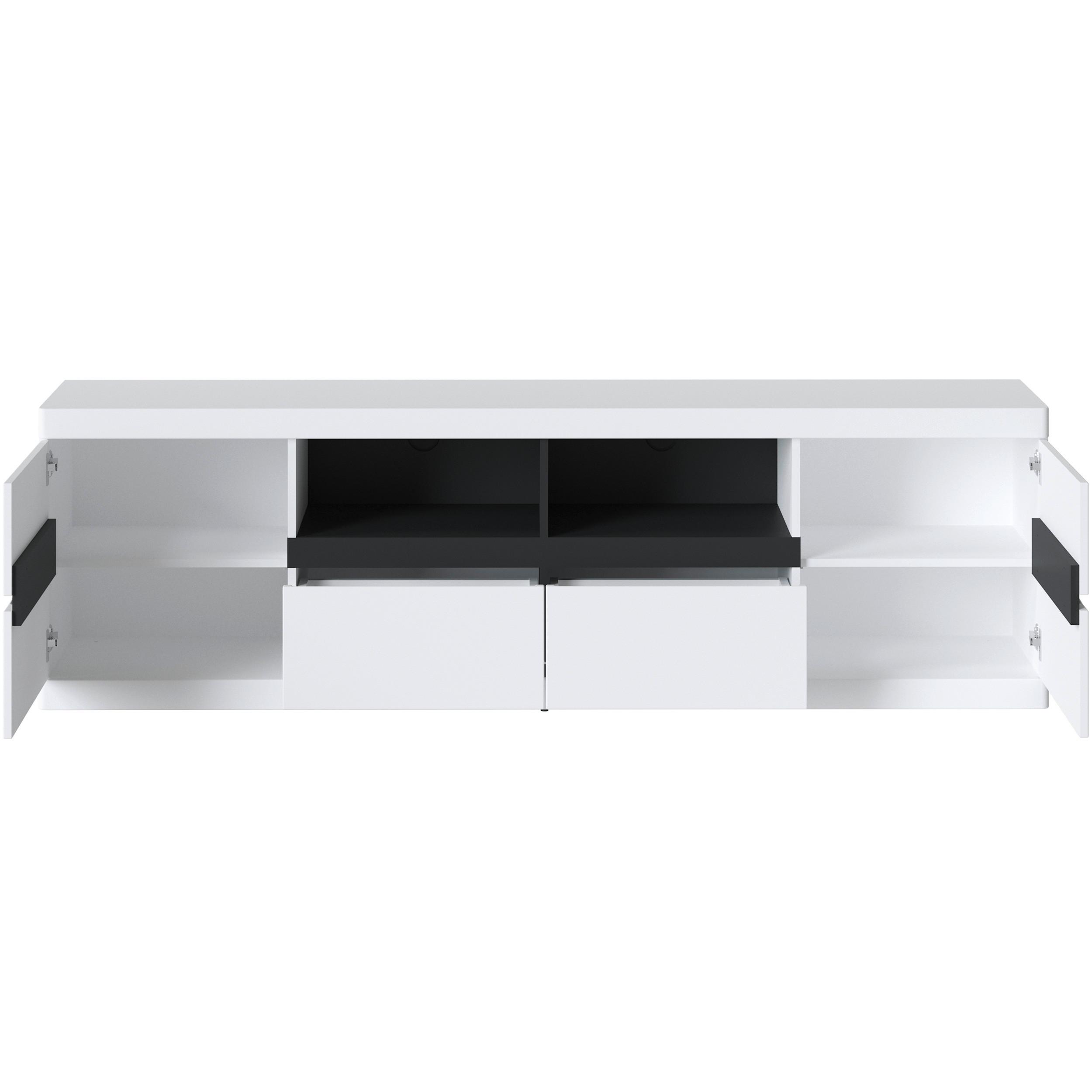 Comodă TV TURINO NEO - alb/grafit, Trend, material pe bază de lemn (200/60/39,9cm) - Modern Living