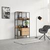 HYLLA QUEENS -EXKLUSIV- - svart/naturfärgad, Modern, metall/trämaterial (90/170/40cm) - Mömax