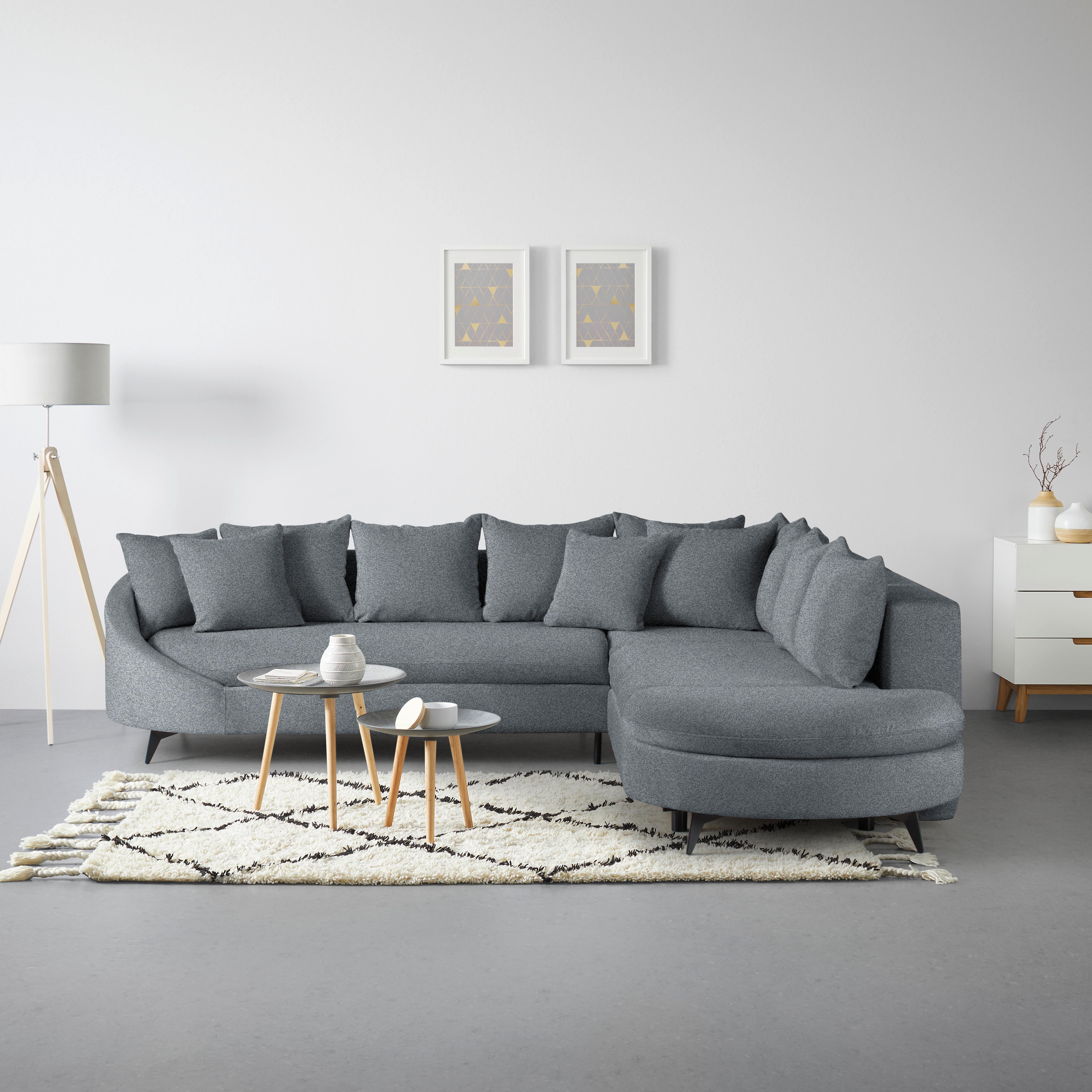 Ecksofa Axel Grau - Schwarz/Grau, MODERN, Textil/Metall (291/87/250cm) - Mömax