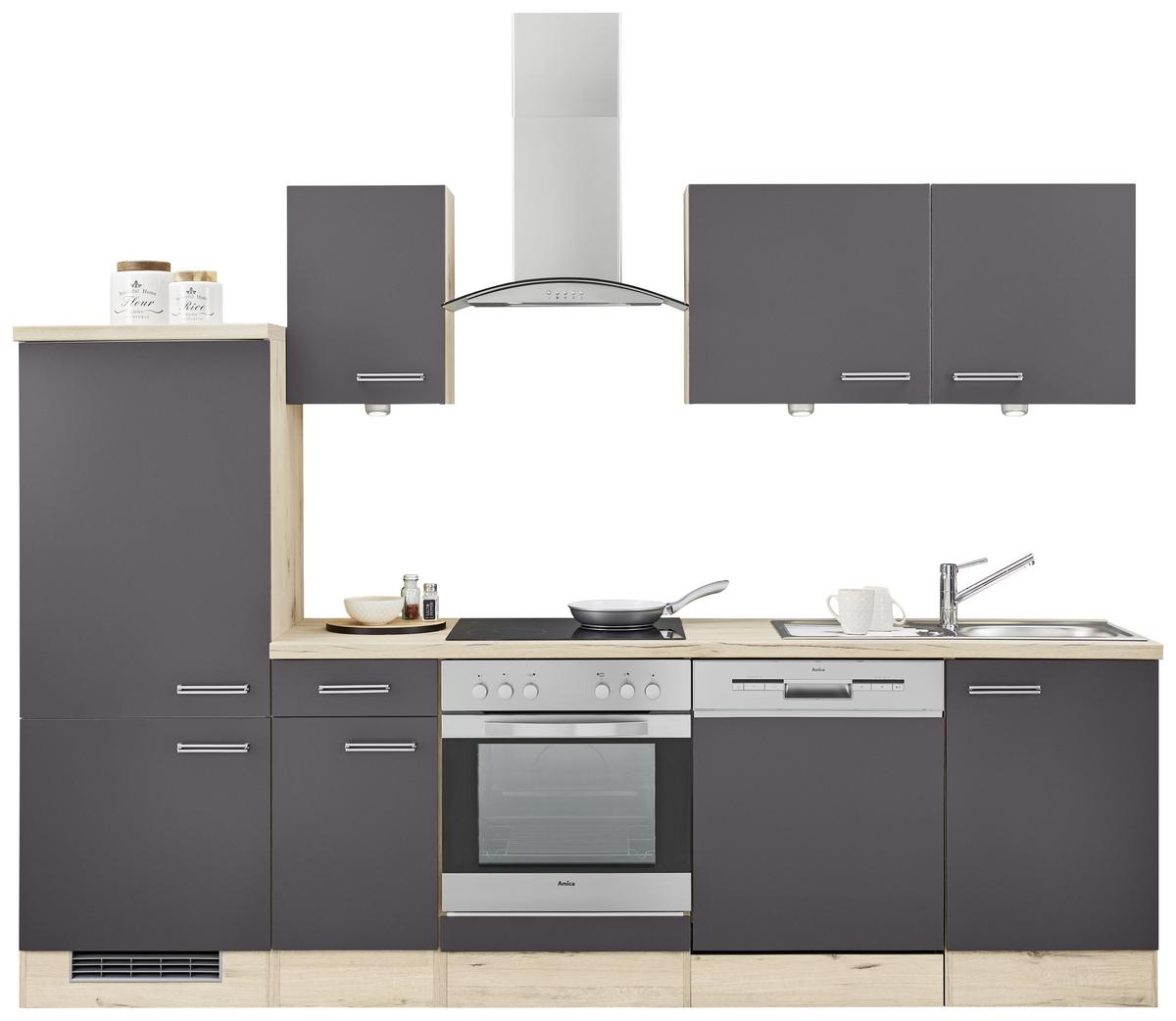 Kuhinjski Blok Brez Aparatov Milano, Antracit, Hrast - barve hrasta/antracit, Moderno, leseni material (270cm)