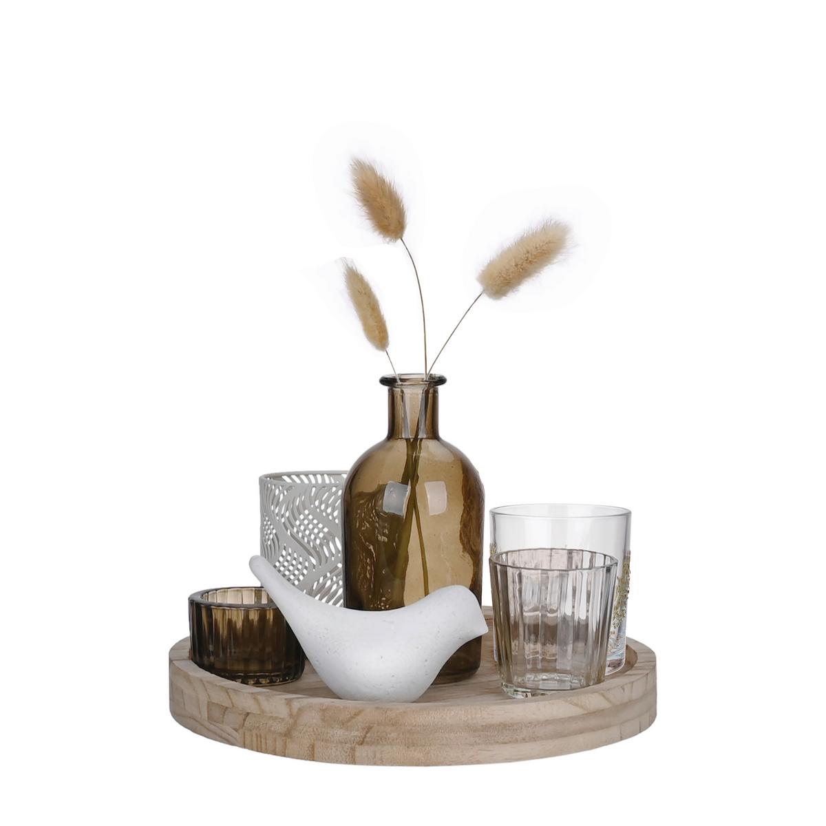 ZESTAW ŚWIECZNIKÓW K5027-N - różnokolorowy, Lifestyle, kamień/materiały naturalne (22/15cm) - Ambia Home