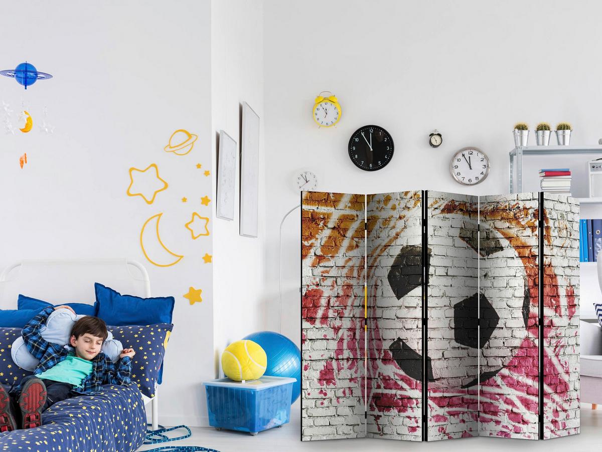 Paravan Street Football I, 5-Delni, Dvostranski - večbarvno, Basics, tekstil/les (225/172/3cm) - artgeist