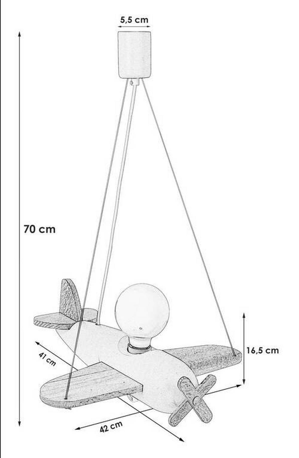 Kinderhängeleuchte Flugzeug Grau/Naturfarben max. 60 Watt - Naturfarben/Grau, Basics, Holz (42/41/75cm)