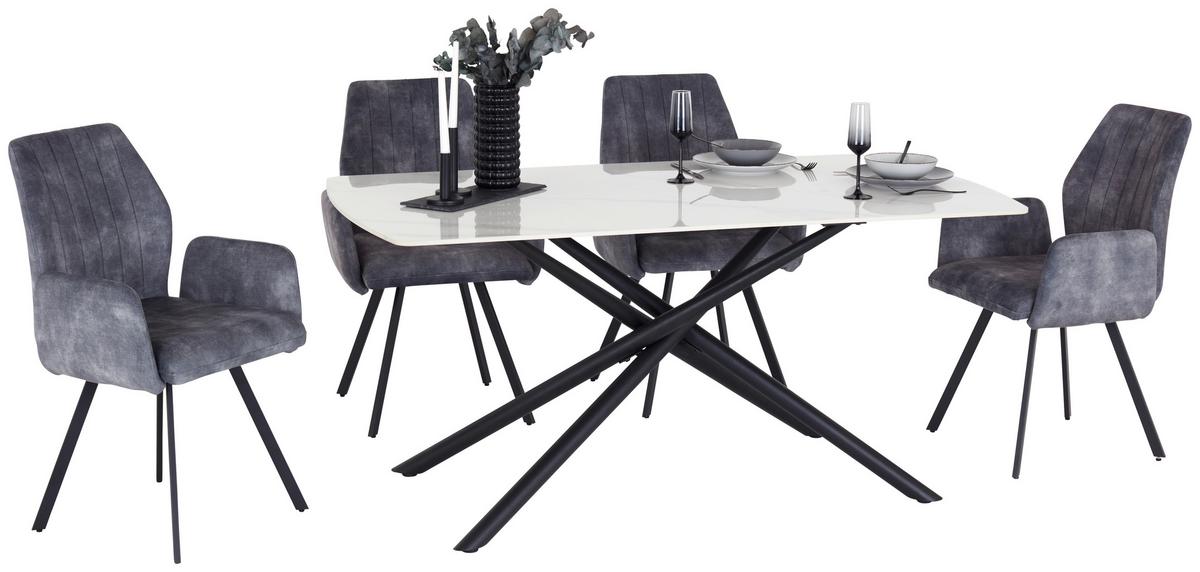 Jedilna Miza Mailand, Bela, 160 X 90 Cm - črna/bela, Trend, kovina/keramika (160/75/90cm) - Mömax